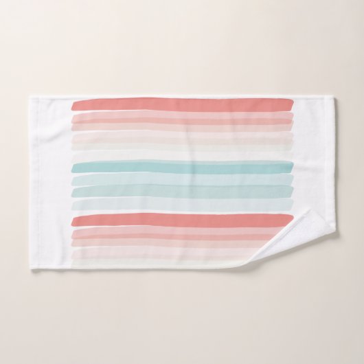 zomerstrepen in koraal en turkooizen bad handdoek (Handdoek)