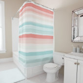 zomerstrepen in koraal en turkooizen douchegordijn (In situ)
