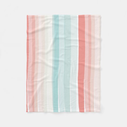 zomerstrepen in koraal en turkooizen fleece deken (Voorkant)
