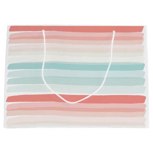 zomerstrepen in koraal en turkooizen groot cadeauzakje (Voorkant)