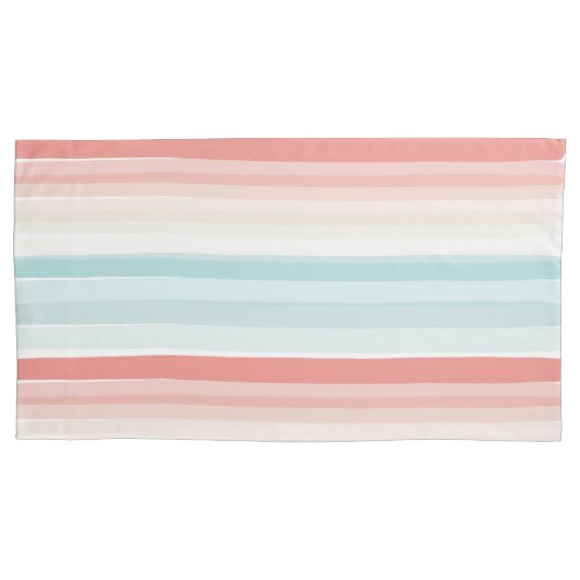 zomerstrepen in koraal en turkooizen kussensloop (Voorkant)