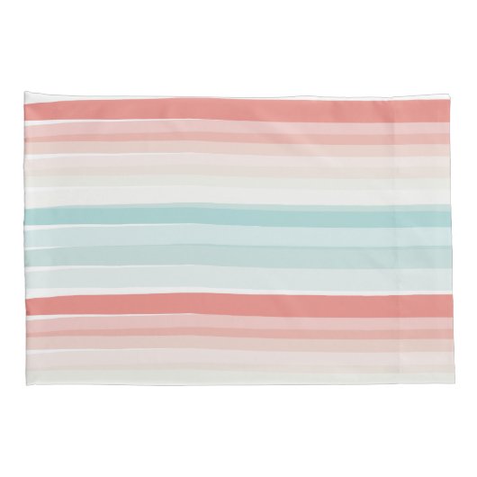 zomerstrepen in koraal en turkooizen kussensloop (Achterkant-Rechts)