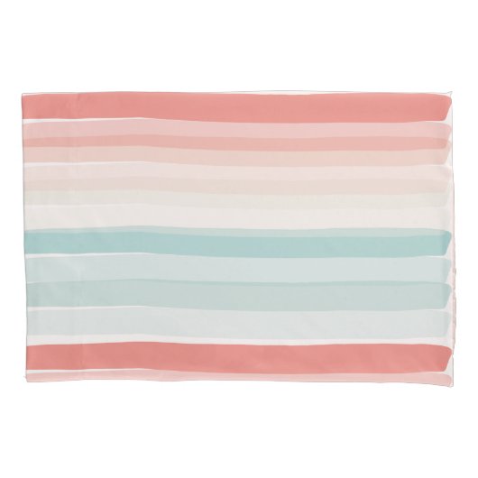 zomerstrepen in koraal en turkooizen kussensloop (Voorkant)