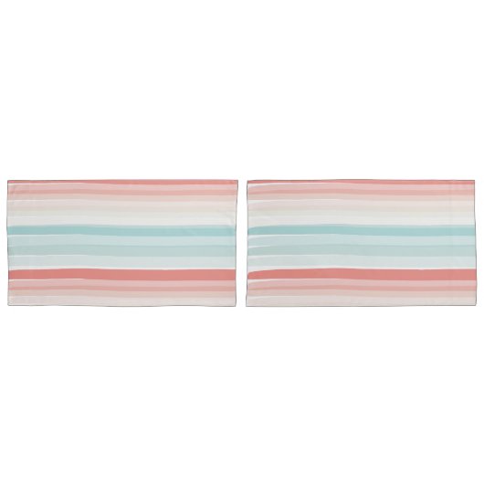 zomerstrepen in koraal en turkooizen kussensloop (Voorkant-Set)