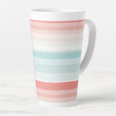 zomerstrepen in koraal en turkooizen latte mok (Rechterhoek)
