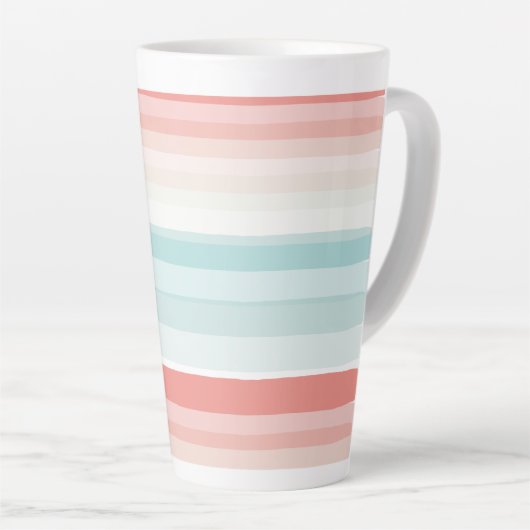 zomerstrepen in koraal en turkooizen latte mok (Rechterhoek)