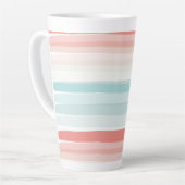 zomerstrepen in koraal en turkooizen latte mok (Linkerhoek)