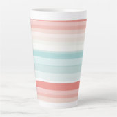 zomerstrepen in koraal en turkooizen latte mok (Voorkant)