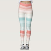 zomerstrepen in koraal en turkooizen leggings (Voorkant)