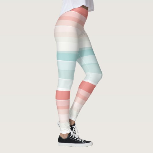 zomerstrepen in koraal en turkooizen leggings (Rechts)