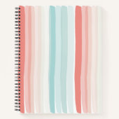 zomerstrepen in koraal en turkooizen notitieboek (Voorkant)