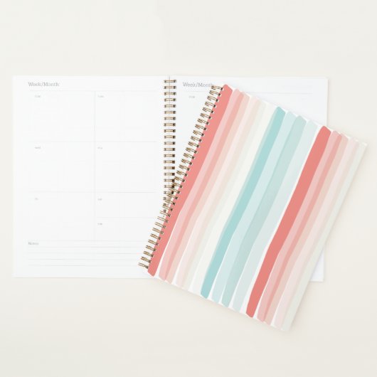 zomerstrepen in koraal en turkooizen planner (Display)