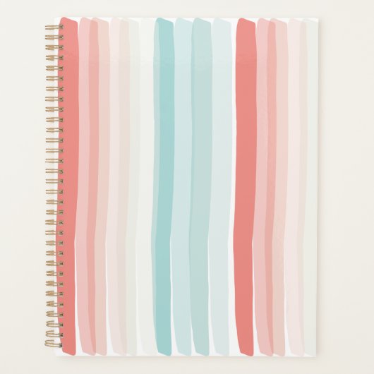zomerstrepen in koraal en turkooizen planner (Voorkant)