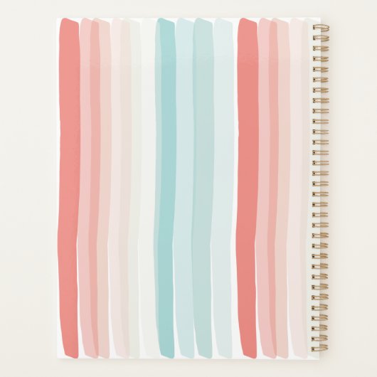 zomerstrepen in koraal en turkooizen planner (Achterkant)