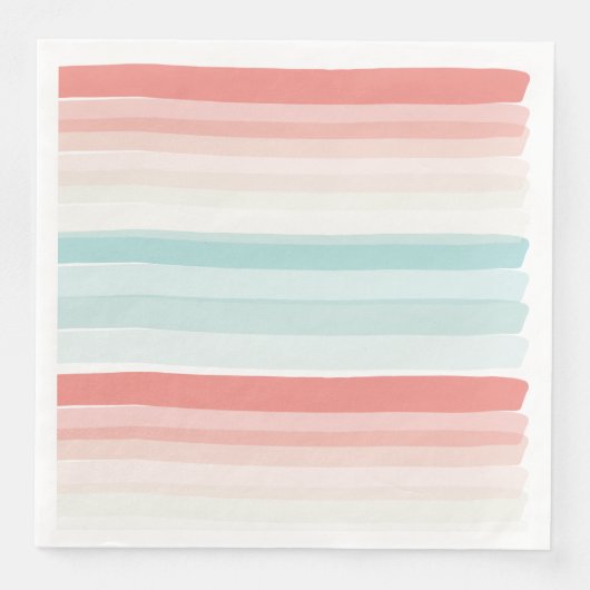 zomerstrepen in koraal en turkooizen servet (Voorkant)