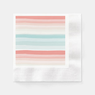 zomerstrepen in koraal en turkooizen servet