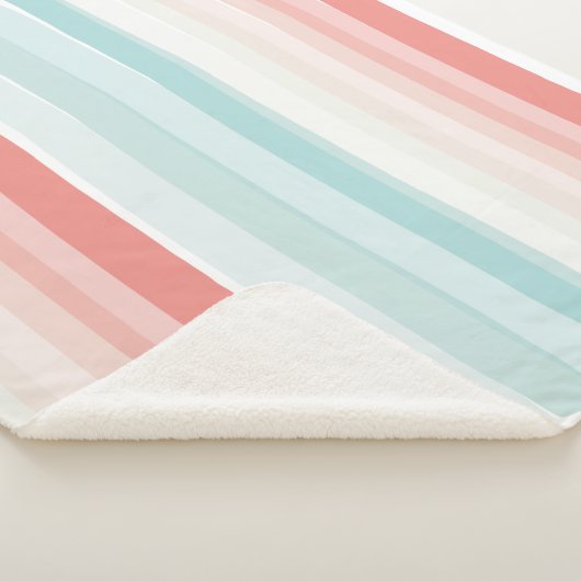 zomerstrepen in koraal en turkooizen sherpa deken (3/4)