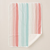 zomerstrepen in koraal en turkooizen sherpa deken (Voorkant)