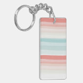 zomerstrepen in koraal en turkooizen sleutelhanger (Voorkant Links)