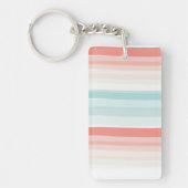 zomerstrepen in koraal en turkooizen sleutelhanger (Voorkant)
