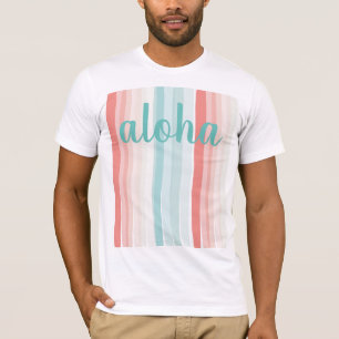 zomerstrepen in koraal en turkooizen t-shirt