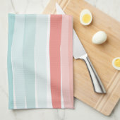 zomerstrepen in koraal en turkooizen theedoek (Quarter Fold)