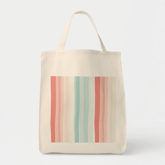 zomerstrepen in koraal en turkooizen tote bag (Voorkant)