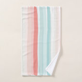 Zomerstrepen in koraal en turquoise 2 bad handdoek (Handdoek)
