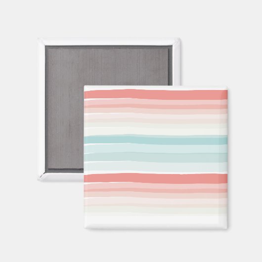 Zomerstrepen in koraal- en turquoise magnet (Voorkant / Achterkant)