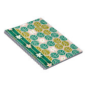 Zomerstrepen retro bloemengroen/roze notitieboek (Rechterzijde)