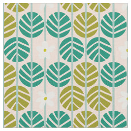 Zomerstrepen retro bloemengroen w. roze voet stof