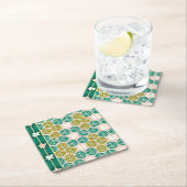 Zomerstrepen retro onderzetters bloemengroen/roze (Insitu)