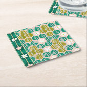 Zomerstrepen retro onderzetters bloemengroen/roze (Schuin)