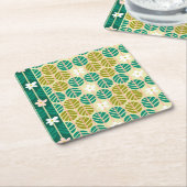 Zomerstrepen retro onderzetters bloemenlicht groen (Schuin)