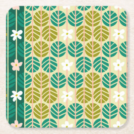 Zomerstrepen retro onderzetters bloemenlicht groen