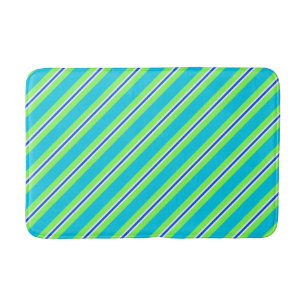 zomerstrepen - turquoise en kalkgroen badmat