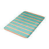 ZomerStripes, Aqua, Coral Oranje en Brown Badmat (Gekanteld)