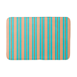 ZomerStripes, Aqua, Coral Oranje en Brown Badmat