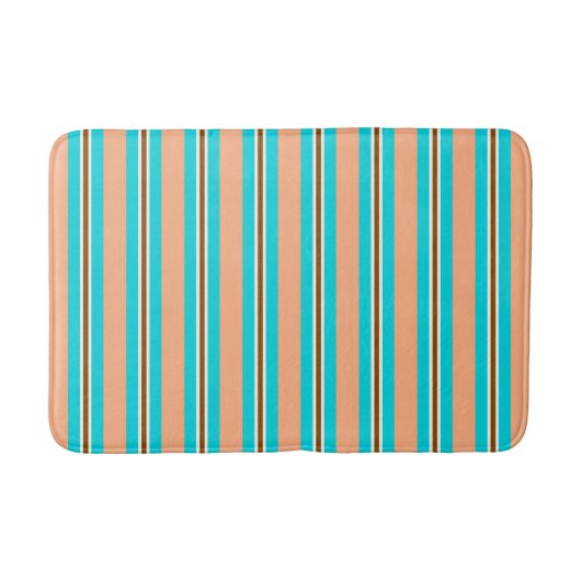 ZomerStripes, Aqua, Coral Oranje en Brown Badmat (Voorkant)