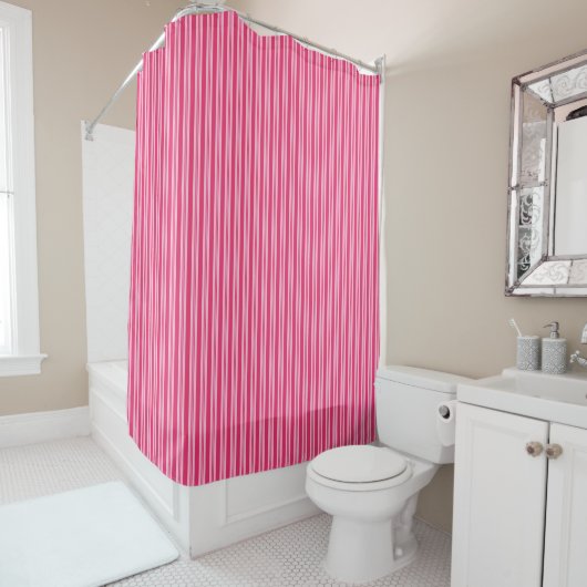 ZomerStripes, Fuchsia en Pastel Pink Douchegordijn (In situ)