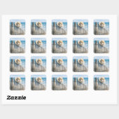 Zomerstrohoed in zeebries vierkante sticker (Vel)