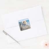 Zomerstrohoed in zeebries vierkante sticker (Envelop)