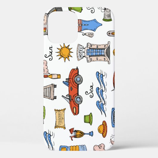  zomersymbolen handgetekend patroon Case-Mate iPhone case (Achterkant)