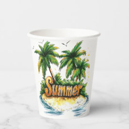 Zomertekst - Tropisch zomereiland Papieren Bekers
