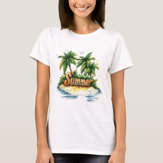 Zomertekst - Tropisch zomereiland T-shirt (Voorkant)