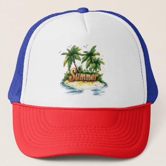 Zomertekst - Tropisch zomereiland Trucker Pet (Voorkant)