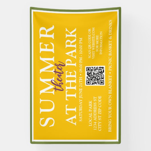 Zomertheater in het park | Outdoor Event Sign Spandoek (Verticaal)