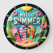 Zomerthema Teenslippers en levendige decoraties Grote Klok (Voorkant)