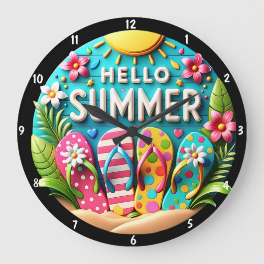 Zomerthema Teenslippers en levendige decoraties Grote Klok (Voorkant)