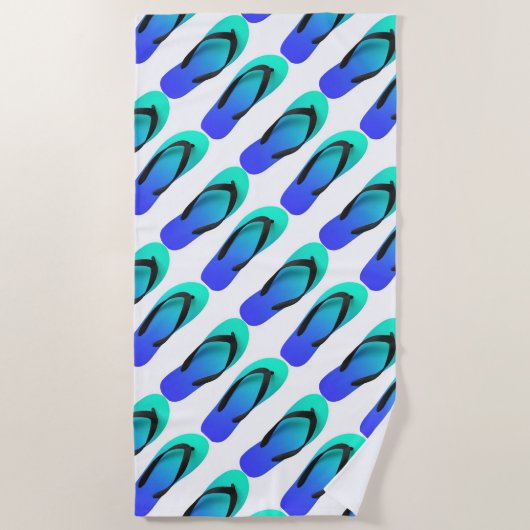 Zomertijd Blauwe Teenslippers Strandlaken (Voorkant)